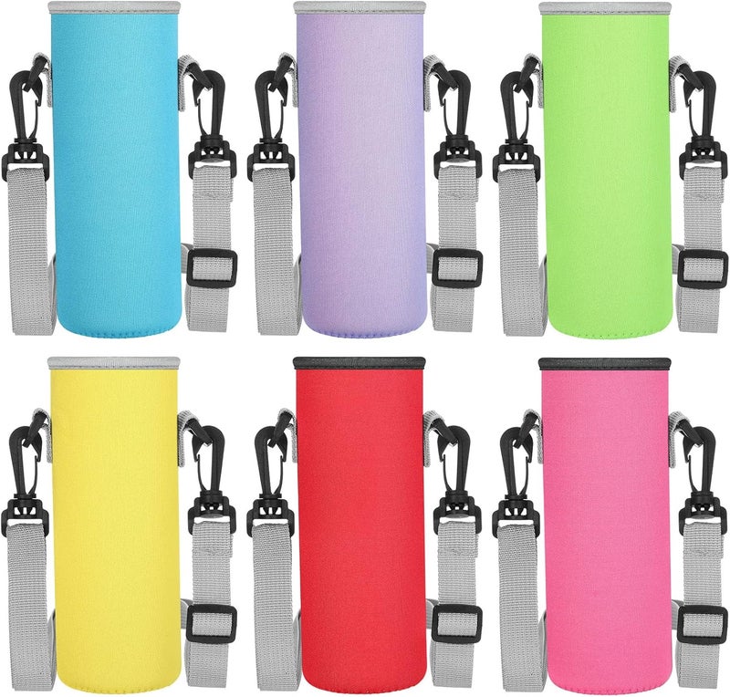 Rtteri Rtteri 6 Pcs Neoprene Water Bottle Carrier Bag with Adjustable Shoulder Strap 32oz Insulator Water Bottle Cover Holder Cooler Sleeve for Stainless Steelglassplastic Stylish - Image 1