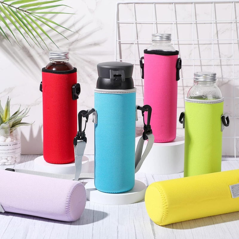 Rtteri Rtteri 6 Pcs Neoprene Water Bottle Carrier Bag with Adjustable Shoulder Strap 32oz Insulator Water Bottle Cover Holder Cooler Sleeve for Stainless Steelglassplastic Stylish - Image 2