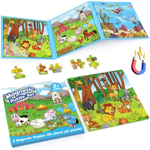 Broytain Magnetic Puzzles for Toddlers 3536 Pieces Toys for KidsAirplane Car Road Trip Activities for Kids Travel Toy Toddlers 35Learning Educational Games Magnet Toys - Image 1