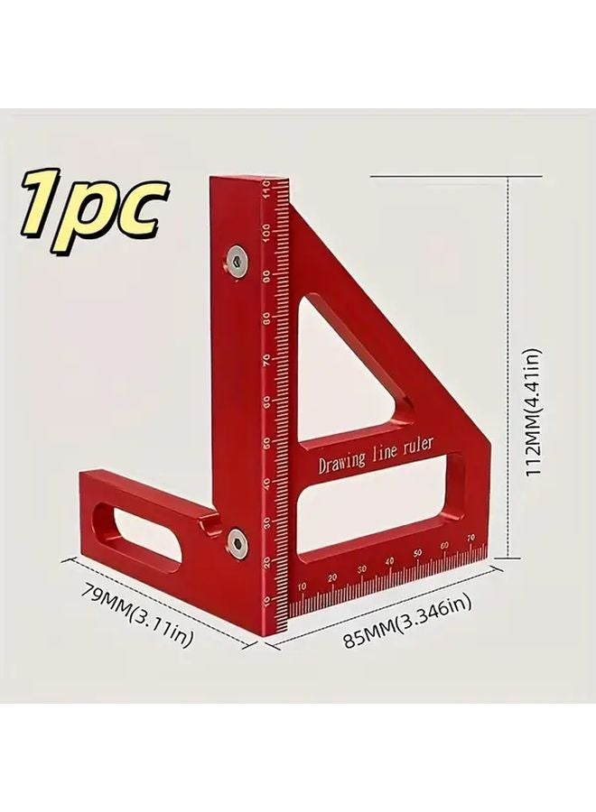Red 3D Multi Angle Measuring Ruler Ergonomic Woodworking Tool Metal 45 90 Degree - Image 1