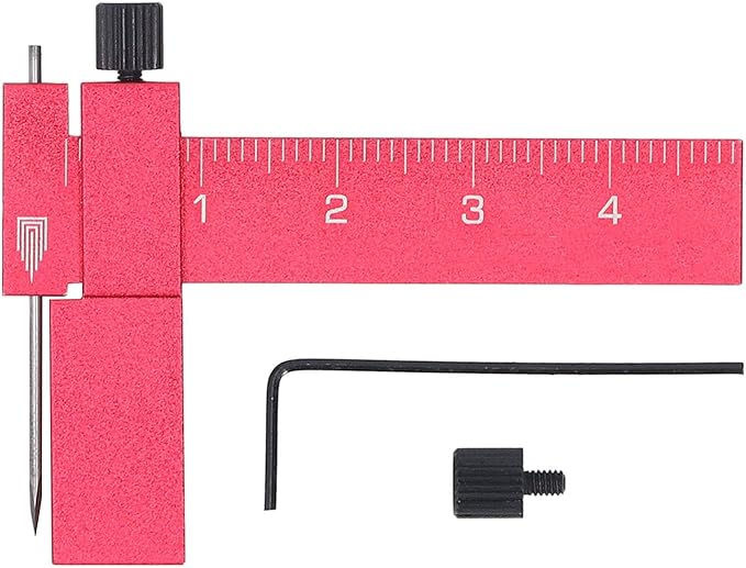 Adjustable Isometric Scribing Ruler with Tool Steel Needle Precision Marking Tool for Model Carving Red - Image 1