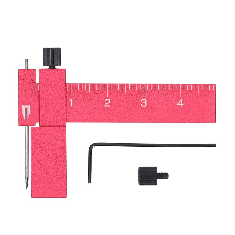 Adjustable Isometric Scribing Ruler with Tool Steel Needle Precision Marking Tool for Model Carving Red - Image 2