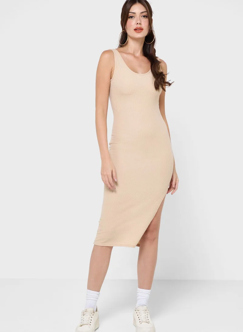 boohoo Slit Detail Bodycon Dress