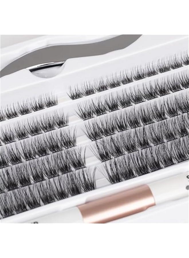 HOOKOR Lash Extension Kit 120 Lash Clusters with Lash Bond and Seal and Lash Applicator C D Curl Cluster Eyelash Extensions Waterproof Long Lasting Individual Lashes, 10-16mm - Image 2