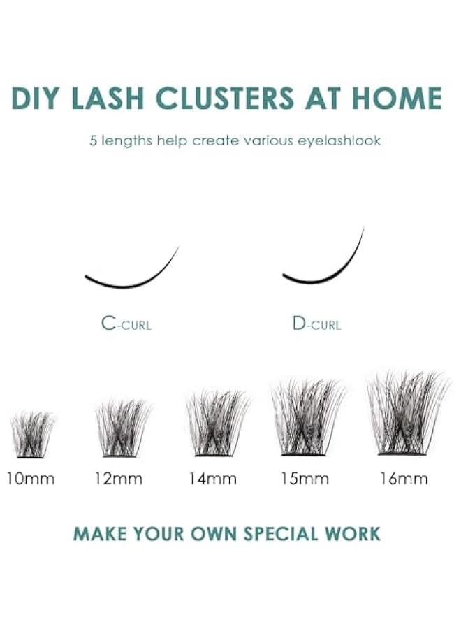 HOOKOR Lash Extension Kit 120 Lash Clusters with Lash Bond and Seal and Lash Applicator C D Curl Cluster Eyelash Extensions Waterproof Long Lasting Individual Lashes, 10-16mm - Image 5