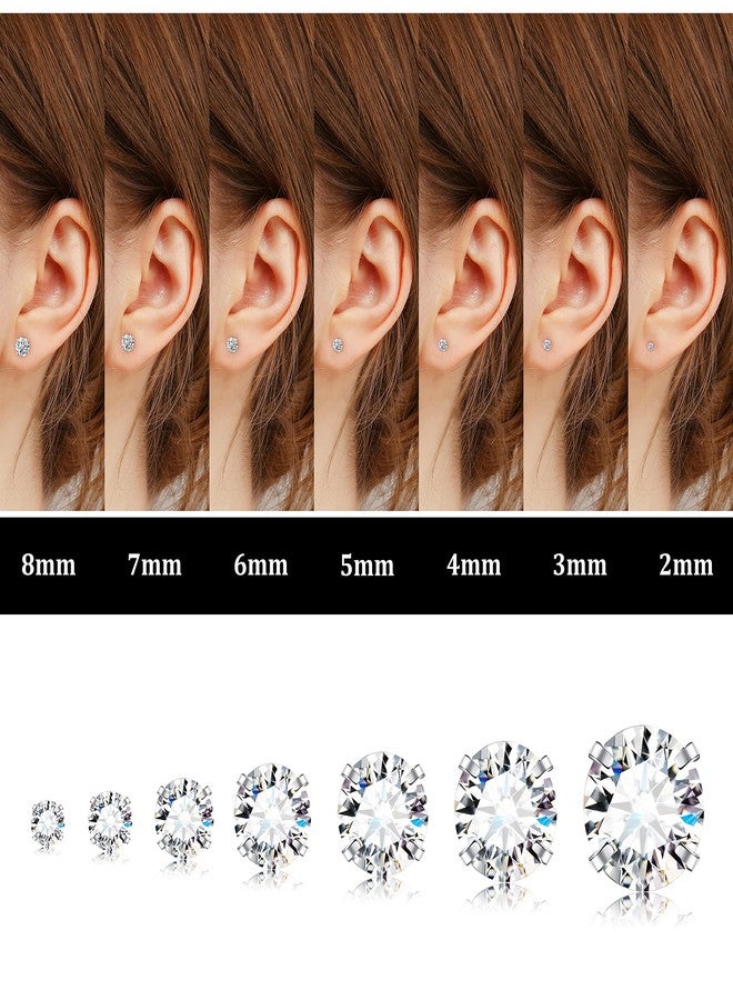 Fansilver 20G Hypoallergenic Flat Back Earrings for Women Men Silver 14K Gold Stainless Steel Stud Earrings Brithstone Cubic Zirconia Studs Surgical Steel Cartilage Earrings for Sensitive Ears - Image 2
