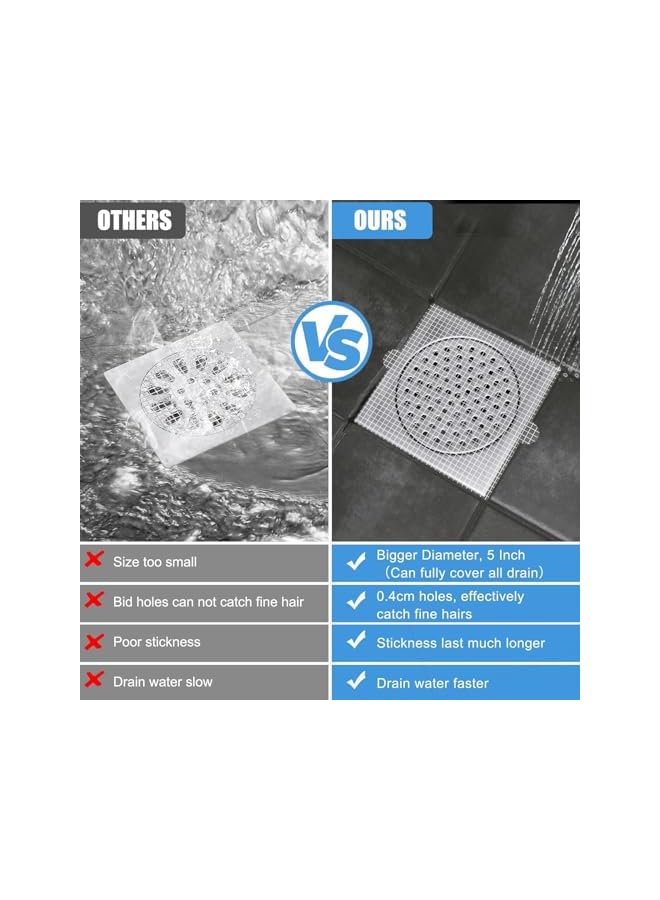 The Bros Disposable Shower Drain Hair Catcher, 50Pack Tub Hair Catcher Shower Drain Cover, Drain Hair Catcher Waterproof Mesh Stickers, Drain Hair Catcherfor Bathroom Accessories, Kitchen, Bathtub - Image 5