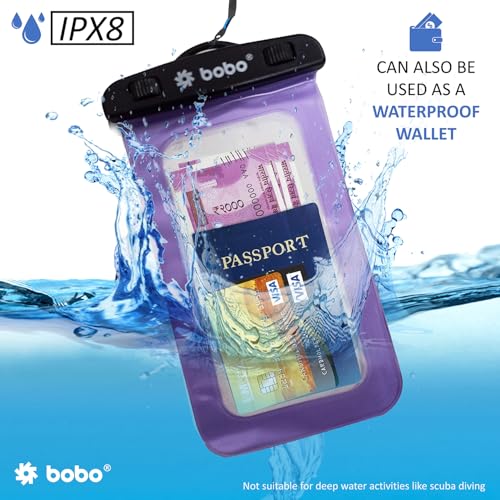 BOBO Universal Waterproof Pouch (Big Size) Cellphone Dry Bag Case for Smartphone – Purple (Pack of 1) - Image 3