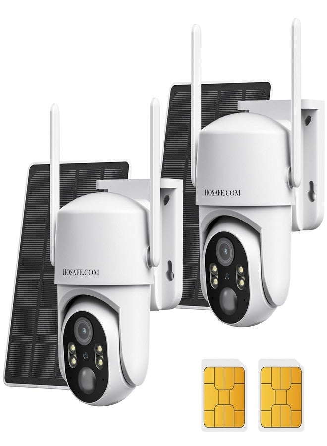 HOSAFE.COM No WIFI Security Camera No Internet Needed, 4G LTE Cellular Security Camera Outdoor Wireless, Solar Camera for Home Security, PIR Motion Detction, 2K Color Night Vision, IP66 Waterproof, 2 Pack - Image 1