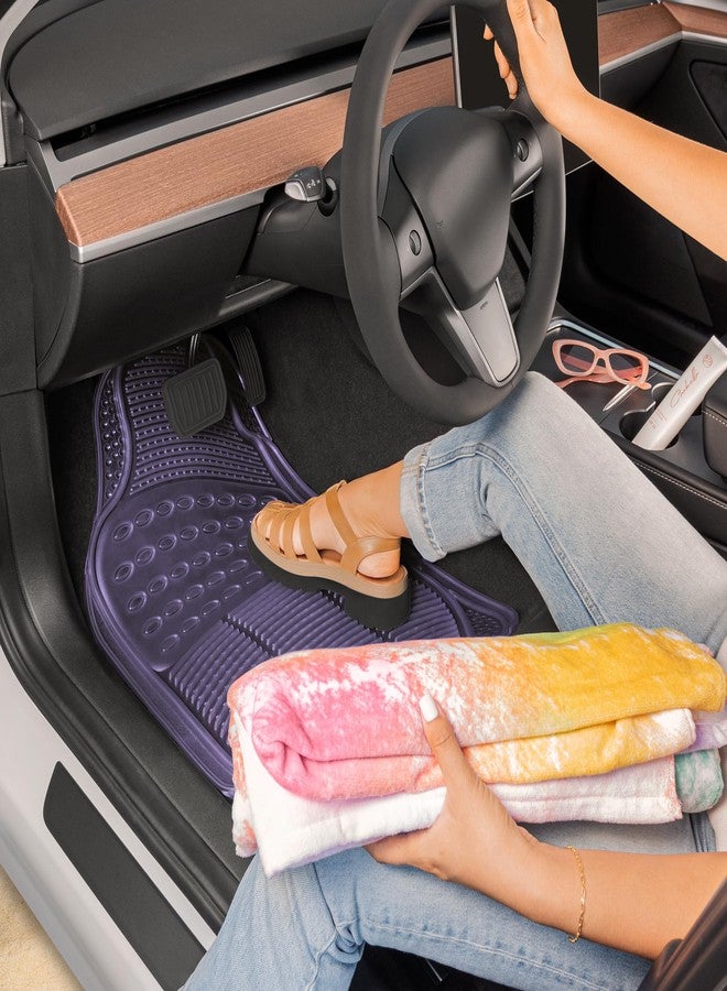 Carbella Automotive Floor Mats for Cars, 2 Piece Car Floor Mats, Trim-to-Fit All Weather Clear Car Mats for Auto Truck Van SUV, Car Floor Mats for Women - Translucent Purple - Image 3