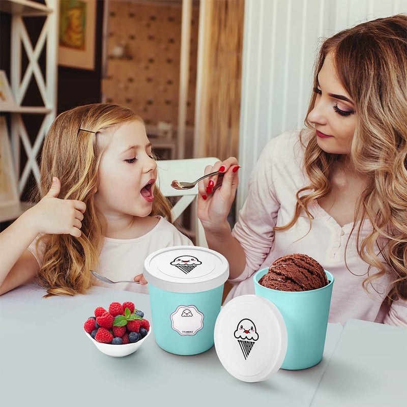 TTUBBIEZ Ice Cream Containers (2 Pack - 1 Quart Each), Ice Cream Containers for Homemade Ice Cream, Ice Cream Storage Containers, 1 Quart Freezer Containers for Ice Cream Storage - Mint Chip - Image 5
