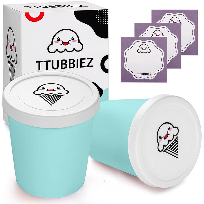 TTUBBIEZ Ice Cream Containers (2 Pack - 1 Quart Each), Ice Cream Containers for Homemade Ice Cream, Ice Cream Storage Containers, 1 Quart Freezer Containers for Ice Cream Storage - Mint Chip - Image 1