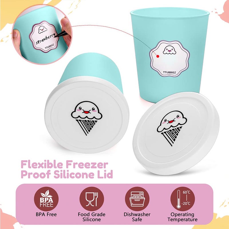 TTUBBIEZ Ice Cream Containers (2 Pack - 1 Quart Each), Ice Cream Containers for Homemade Ice Cream, Ice Cream Storage Containers, 1 Quart Freezer Containers for Ice Cream Storage - Mint Chip - Image 4