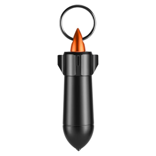 Aufew Keychain Pill Holder, Mini Metal Pill Case for Pocket or Purse, Waterproof EDC Container for Travel, Outdoor, Daily Use (Rocket Design, Gray) - Image 1