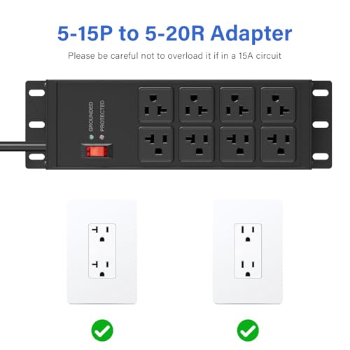 CCCEI Heavy Duty Power Strip Surge Protector 20 AMP Switch, 12 Gauge Extension Cord with Multiple Outlets, Industrial, Shop, Garage High Amp Wall Mount Electric Extender. 25FT, Black. - Image 4