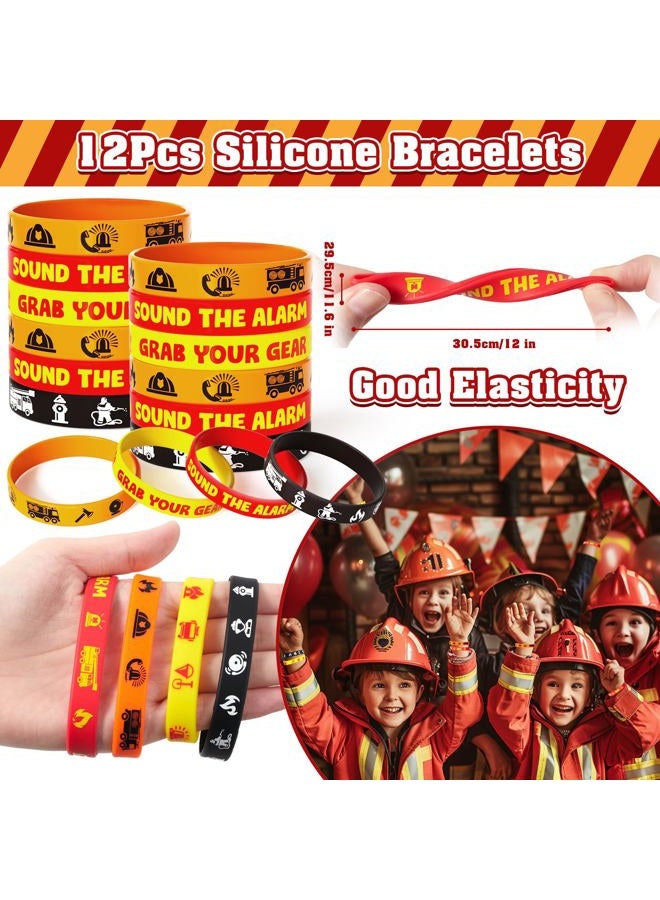 SNLN Fire Truck Party Favors Birthday Supplies, Firefighter Drawstring Bag Keychain Silicone Bracelet Tattoo Sticker, Firetruck Birthday Party Goodie Bag Stuffers Fillers Classroom Rewards for Kid - Image 4