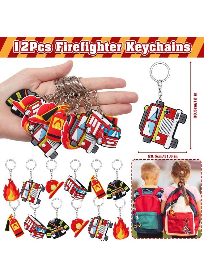 SNLN Fire Truck Party Favors Birthday Supplies, Firefighter Drawstring Bag Keychain Silicone Bracelet Tattoo Sticker, Firetruck Birthday Party Goodie Bag Stuffers Fillers Classroom Rewards for Kid - Image 3