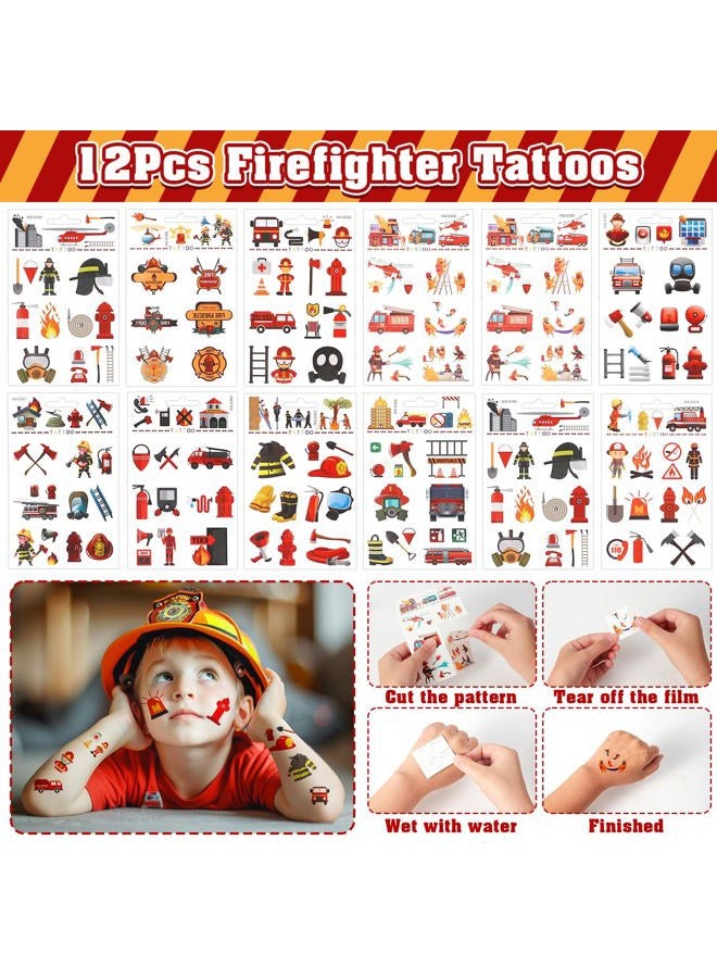 SNLN Fire Truck Party Favors Birthday Supplies, Firefighter Drawstring Bag Keychain Silicone Bracelet Tattoo Sticker, Firetruck Birthday Party Goodie Bag Stuffers Fillers Classroom Rewards for Kid - Image 5