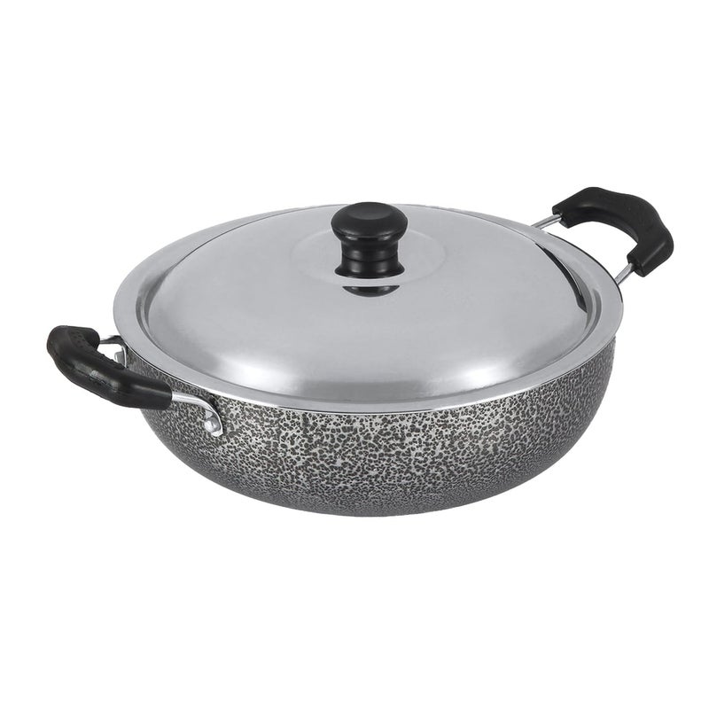 Anjali - DKD25 Non-Stick Kadai with Stainless Steel Lid, 2.5 litres, Black - Image 1