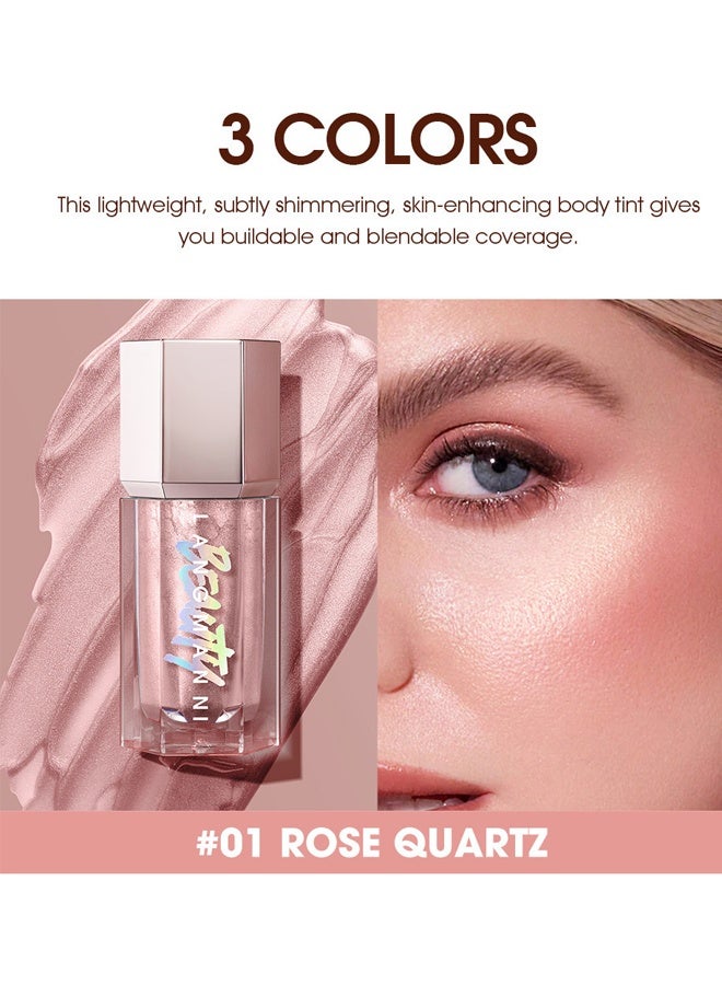 LANGMANNI Glow Bloom Liquid Highlighter Makeup Rose Quartz Glow Bloom Highlighter Shimmer Glitter Illuminating Cheek High Gloss Finish Face Highlighter Moisturizing Glitter Liquid Highlighter 01 - Image 2