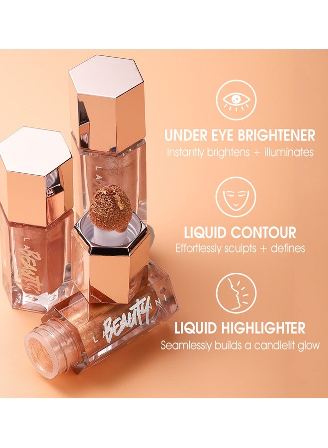 LANGMANNI Glow Bloom Liquid Highlighter Makeup Rose Quartz Glow Bloom Highlighter Shimmer Glitter Illuminating Cheek High Gloss Finish Face Highlighter Moisturizing Glitter Liquid Highlighter 01 - Image 4