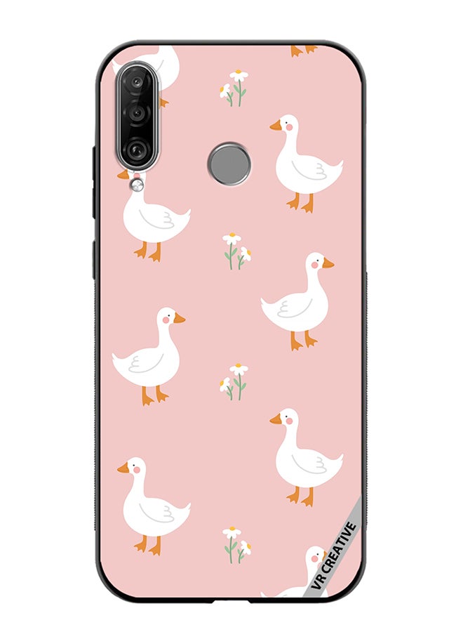 VR CREATIVE Protective Case Cover For Huawei P30 Lite Cute White Swan Goose Design Multicolour - Image 1