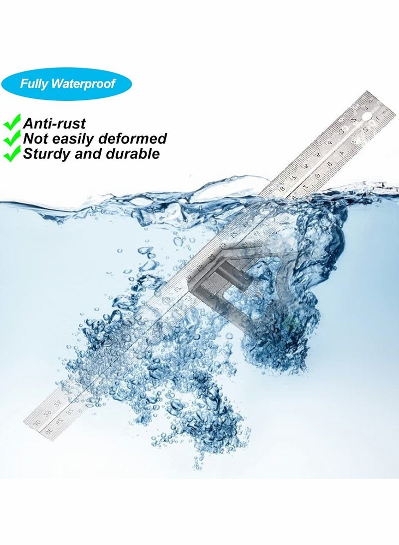 Combination Square 12Inch/300mm, Engineers Set Square, Stainless Steel Angle Ruler, Adjustable Carpentry Square 45/90 Degree with Bubble Level, Measuring Tool for Engineer Carpenter - Image 5