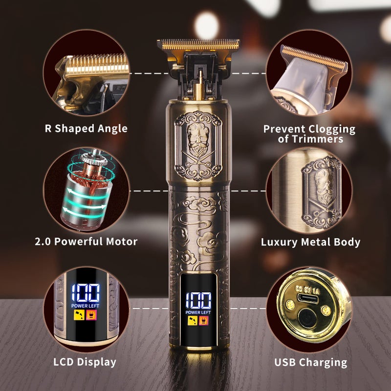 UFREE مكينة حلاقة لحية احترافية Ufree للرجال، ماكينة قص شعر بشفرة T بلايد بدون فراغ ومجموعة تشذيب شارب مع شاشة LCD، أدوات دقيقة لقص الشعر والعناية، ماكينة حلاقة كهربائية بمستوى الحلاق، هدايا للرجال - Image 4