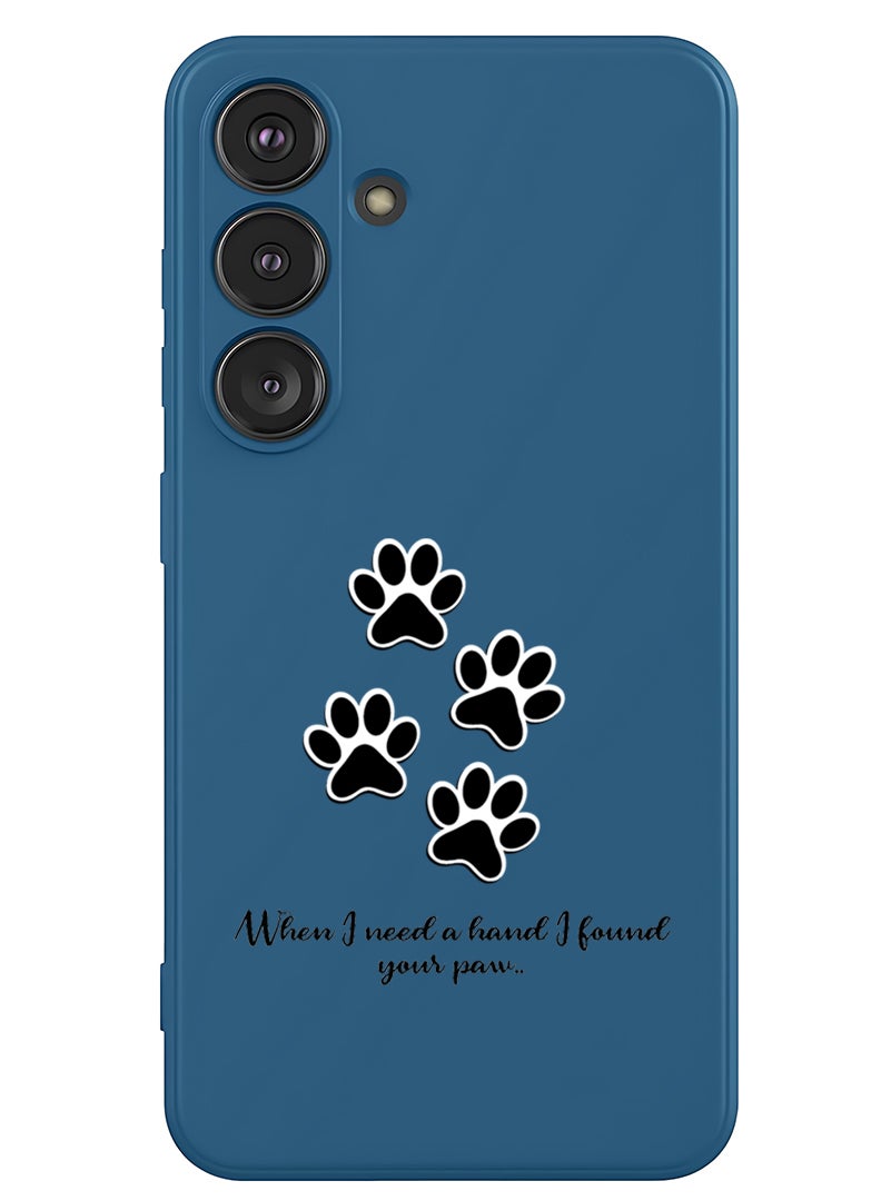 Theodor Protective Slim Fit Case Liquid Silicone Cover with Full Body Protection Anti-Scratch Shockproof Case For Samsung Galaxy S25 (Blue) - paw print - Image 1