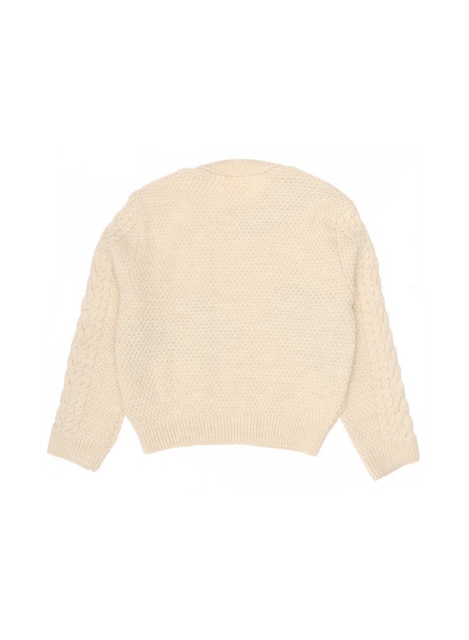 Zara kids' Color-block Cable Knit Round Neck Long Sleeve Sweater - Image 3