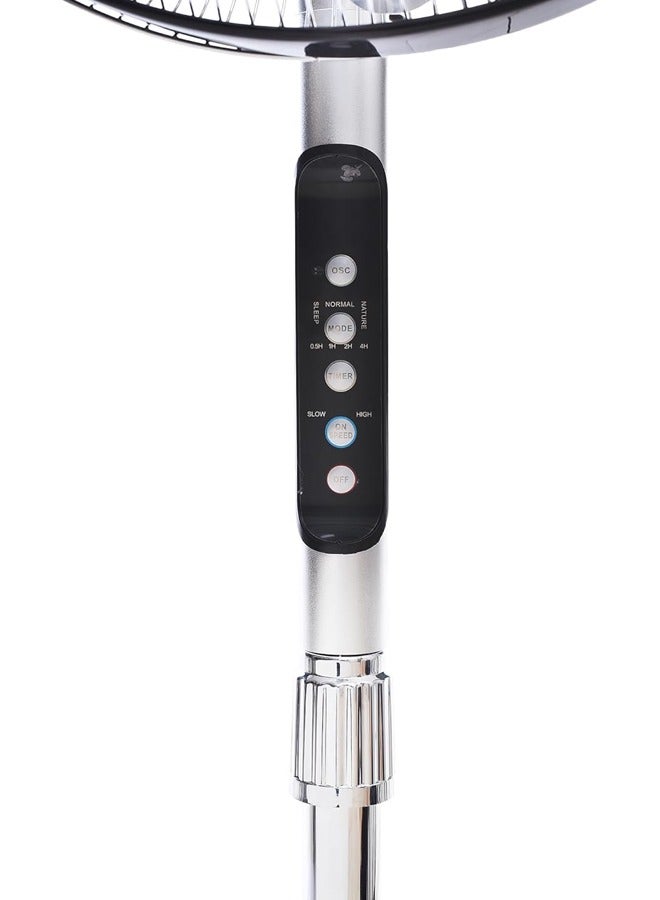 هيوماكس مروحة استاند 16 بوصة بمحرك قوي مع 4 شفرات معدنية من الالومنيوم لتدفق هواء اكبر وشبكة نيكل كروم بالريموت كنترول - Image 2