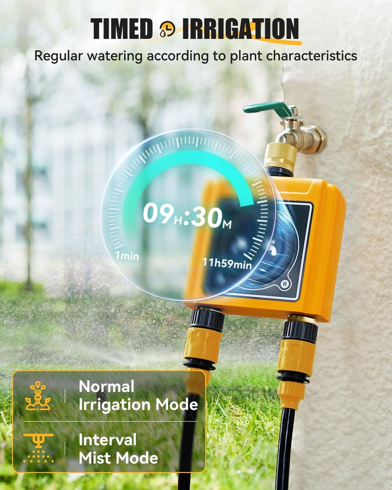 RAINPOINT WiFi Water Timer with Brass Inlet & Outlet，2 Zone WiFi Hose Timer for Lawn,WiFi Sprinkler Controller via APP/Voice Control,Automatic Watering System by Time/Weather/Quantity/Soil Moisture - Image 4
