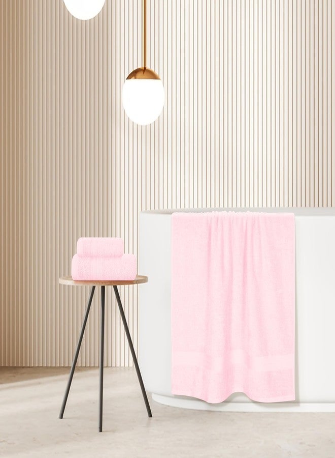 BOUTIQUO Ultra Soft 3 Pack Cotton Towel Set, Contains a Bath Towels 27x54 inch, a Hand Towels 16x24 inch & a Wash Coths 12x12 inch, Ideal Everyday use, Compact & Lightweight - Pink - Image 4