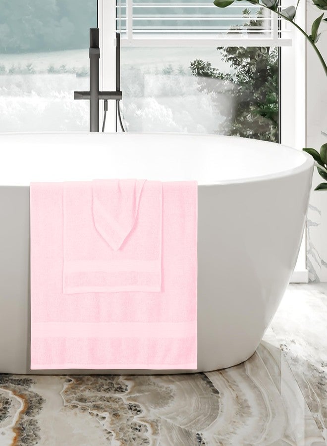 BOUTIQUO Ultra Soft 3 Pack Cotton Towel Set, Contains a Bath Towels 27x54 inch, a Hand Towels 16x24 inch & a Wash Coths 12x12 inch, Ideal Everyday use, Compact & Lightweight - Pink - Image 5