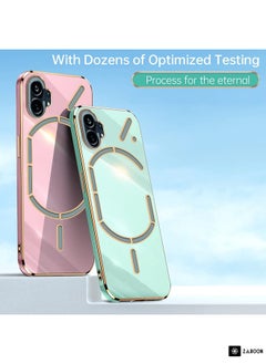 جرين تايجر جراب هاتف XINLI ذو الحافة الذهبية المستقيمة 6D لهاتف Nothing Phone 1 من مادة TPU (أبيض)  - Image 2