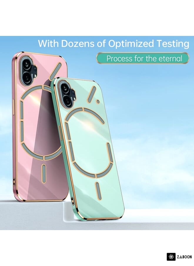جرين تايجر - جراب هاتف XINLI ذو الحافة الذهبية المستقيمة 6D لهاتف Nothing Phone 1 من مادة TPU (أبيض) - Image 1