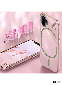 جرين تايجر جراب هاتف XINLI ذو الحافة الذهبية المستقيمة 6D لهاتف Nothing Phone 1 من مادة TPU (أبيض)  - Image 3