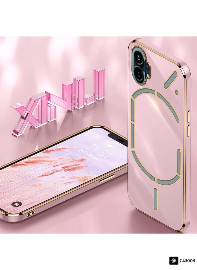 جرين تايجر - جراب هاتف XINLI ذو الحافة الذهبية المستقيمة 6D لهاتف Nothing Phone 1 من مادة TPU (أبيض) - Image 1
