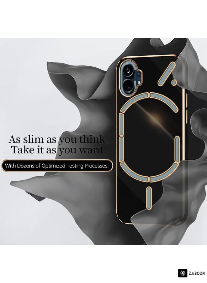 جرين تايجر - جراب هاتف XINLI ذو الحافة الذهبية المستقيمة 6D لهاتف Nothing Phone 1 من مادة TPU (أبيض) - Image 1