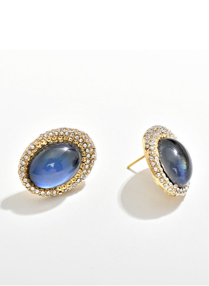 xozgdovg Full of diamond glass warm stud earrings  - Image 2