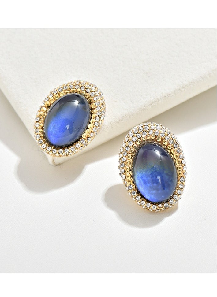 xozgdovg Full of diamond glass warm stud earrings  - Image 3