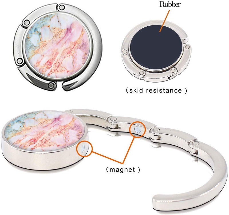 Bosketo Foldable Purse Hook Womens Bag Table Hanger Collection Desk Hooks For Purse (6Pack Pretty Marble Hook) - Image 3