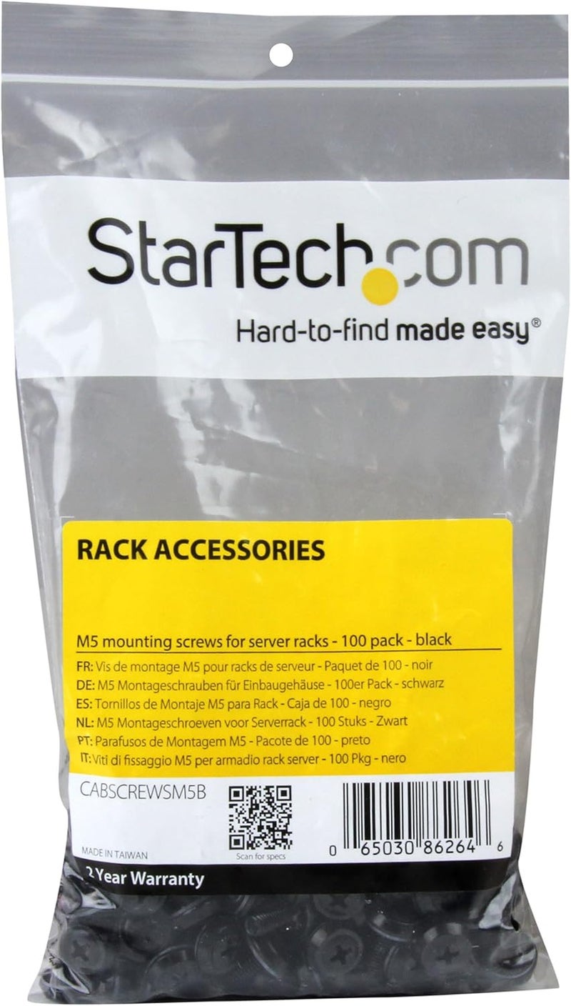Star Tech .com M5 x 12mm - Screws - 100 Pack, Black - M5 Mounting Screws for Server Rack & Cabinet , TAA (CABSCREWSM5B) - Image 2