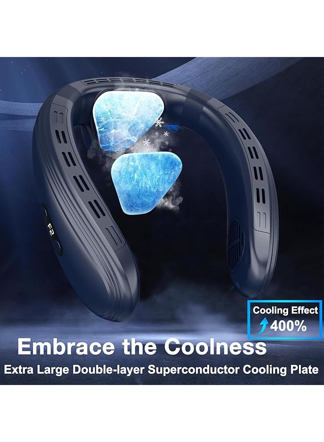 erorex Neck Air Conditioner With Extra Large Cooling Plate Portable Neck Fan 6000Mah Cooling Travel Fan Innovative Back Air Outlet 3D Neck Cooler With Lcd Display 3 Speeds Refrigeration For Outdoor Work - Image 2