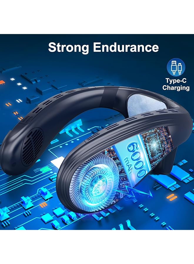 erorex Neck Air Conditioner With Extra Large Cooling Plate Portable Neck Fan 6000Mah Cooling Travel Fan Innovative Back Air Outlet 3D Neck Cooler With Lcd Display 3 Speeds Refrigeration For Outdoor Work - Image 5