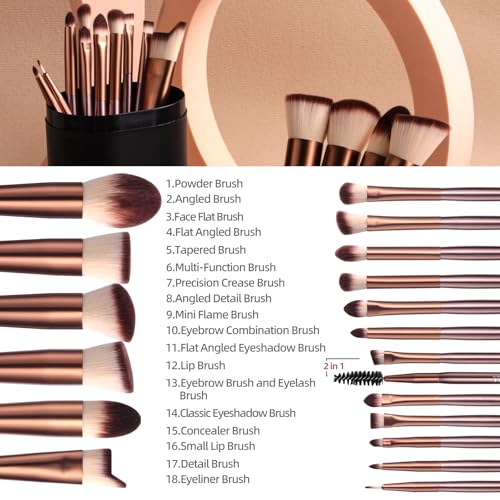 BS Mall BSMALL Makeup Brush Set 18 PCS Professional Makeup Brushes with Case Premium Synthetic Foundation Powder Concealer Blush Eyeshadow Brushes Complete Face Eye Makeup Kit for Beginners Pros - Image 3