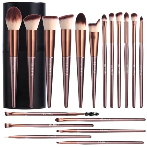 BS Mall BSMALL Makeup Brush Set 18 PCS Professional Makeup Brushes with Case Premium Synthetic Foundation Powder Concealer Blush Eyeshadow Brushes Complete Face Eye Makeup Kit for Beginners Pros - Image 1