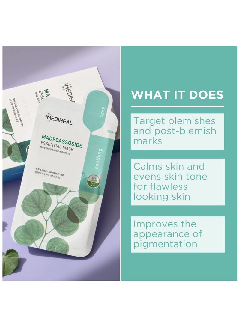 ميدي هيل أفضل قناع ورقي كوري من ميدي هيل | قناع ماديكاسوسيد الأساسي للوجه | للبشرة الحساسة المعرضة للبقع، مرطب، مهدئ، مهدئ | لجميع أنواع البشرة | ١٠ أقنعة ورقية - Image 2