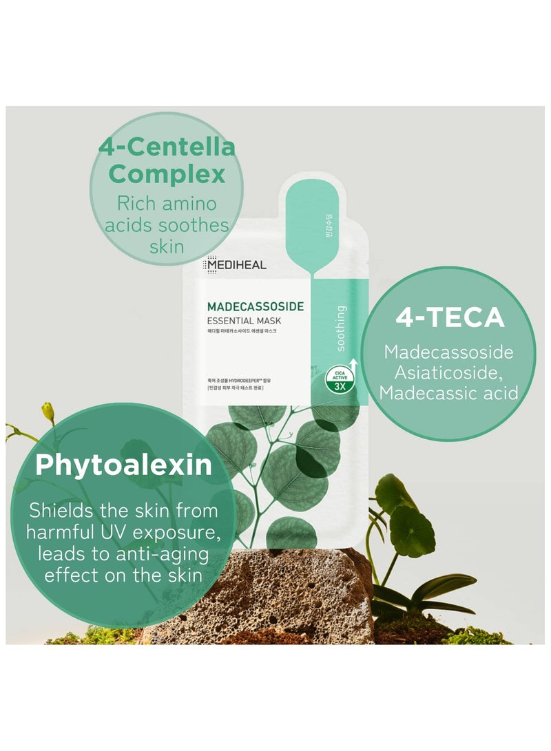 ميدي هيل أفضل قناع ورقي كوري من ميدي هيل | قناع ماديكاسوسيد الأساسي للوجه | للبشرة الحساسة المعرضة للبقع، مرطب، مهدئ، مهدئ | لجميع أنواع البشرة | ١٠ أقنعة ورقية - Image 3