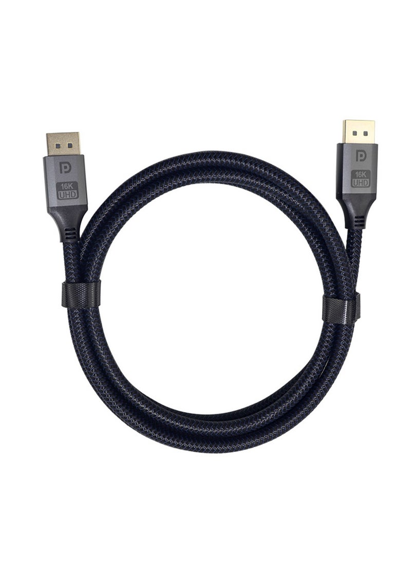 FlashHawk 16K DisplayPort Cable 2 Meter, Ultra HD DP 2.1 Cable Nylon Braided High Speed DP Cable, Support 16K@30Hz , 8K@60Hz, 4K@240Hz/120Hz HDR for Gaming Monitor HDTV - 2M Grey  - Image 1